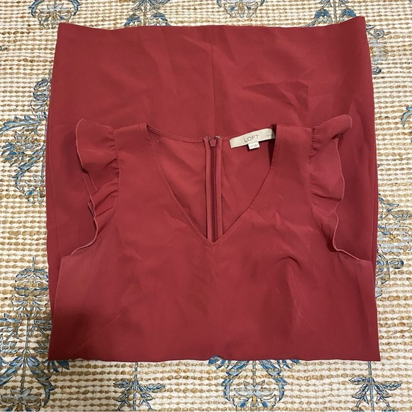 LOFT Red Ruffle Sleeve Mini Dress - Picture 5 of 6